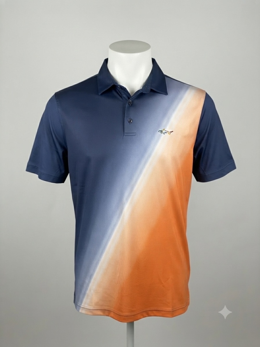 Greg Norman Performance Polo Navy and Orange Gradient XL